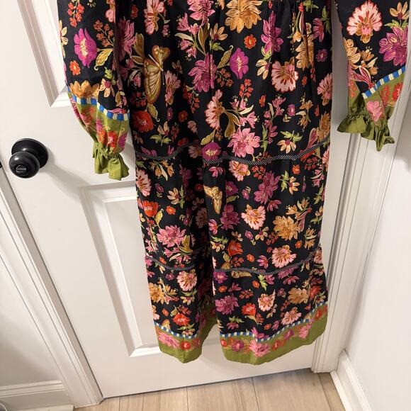 &merci Small Smocked Long Sleeve Floral Midi Tiered Dress - Picture 10 of 10